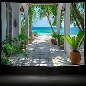 お買い得  オーシャンビーチのタペストリー-景観海の景色ハンギングタペストリー壁アート大きなタペストリー壁画デコレート写真バックドロップブランケットカーテンホームベッドルームリビングルームデコレーション