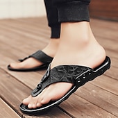 preiswerte Urlaubsandalen-Moderne Flip-Flops aus hellbraunem Kunstleder für Herren mit doppelten Aussparungen und verstellbaren Riemen – vielseitiges Schuhwerk für Komfort im Alltag