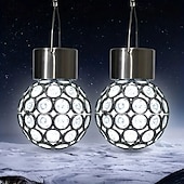 economico Striscie luci ad energia solare-2 pezzi di luci esterne a LED solari, lampadari appesi, lanterne esterne impermeabili con luce che cambia colore per decorazioni per le feste in giardino, balcone, cortile