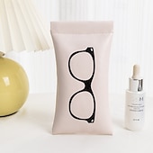 abordables almacenamiento de equipaje y viajes-Bolsa de almacenamiento para gafas de sol, bolsa de maquillaje de viaje con cierre automático, estuche portátil de PU para gafas, lápiz labial &amp;almacenamiento misceláneo