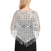 olcso Sálak és Kendők-Retró Ordító 20-as évek 1920-as évek sál Wrap Kendők A nagy Gatsby Flapper lány Flitter Rojt Női Farsang Esküvő Estély Álarcos mulatság Felnőttek Kendő