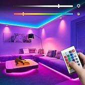 abordables Decoración y lámparas de noche-Tira de luces decorativas coloridas con control remoto por infrarrojos y aplicación de 24 teclas LED de ambiente, adecuada para iluminación de ambientes de salas de estar y dormitorios