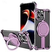 Недорогие Чехлы для iPhone-телефон Кейс для Назначение iPhone 16 Про Макс Плюс Айфон 15 Про Макс Плюс iPhone 14 13 12 Pro Max Plus Кейс на заднюю панель со стендом Магнитный Поддержка беспроводной зарядки Ретро Металл