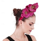 abordables Fascinators-accessoire Polyester Mariage Soirée Élégant Mariage Avec Fleur Casque Couvre-chef
