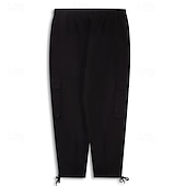 baratos Clássico-Homens Calças Cargo Calças de linho Calças Calça verão Calças de praia Com Cordão Cintura elástica Bolso multi Tecido Conforto Respirável Mimolet Casual Diário Feriado Moda Estilo Clássico Preto