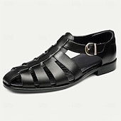 cheap Premium Leather Sandals-Men&#039;s Classic Brown Leather Fisherman Sandals - Versatile Summer Footwear for Casual Outings
