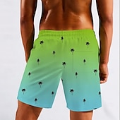 cheap Tropical Plants &amp; Flowers-Men&#039;s Coconut Tree Gradient Color Lined Shorts 2 in 1 Board Shorts Swim Trunks Mid Waist Hawaiian Beach Wear Side Pockets With Compression Liner Elastic Drawstring Waist Designer Clothing Apparel