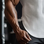 ieftine Tricouri de Sală-Bărbați Maiou cu vafe Cămașă Henley Vest Top Sub Cămașă Fără manșon Henley Vară Simplu Modă Designer Muşchi Nasturi În aer liber Ieșire Sală de Fitness Negru Alb Albastru Deschis Top tricou pentru