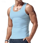 baratos Tops de ginásio-Homens Malha Íntima Top de colete Camiseta Interior camisa sem manga Sem Manga Gola Redonda Verão Tecido Moda Designer Básico Clássico Férias Rua Para Noite Preto Branco Vinho Top Tee para Homens