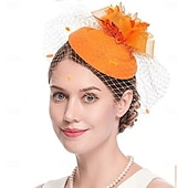 abordables Fascinators-Coiffe Tulle Chapeau Fedora Mariage Anniversaire Soirée Fête du thé Course de Chevaux Élégant ancien Mignon Avec Plume Casque Couvre-chef
