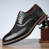 abordables Officiel-Homme Brogue Brogue Cuir PU Respirant Confortable Antidérapant À lacets Noir Jaune Rouge Automne Hiver