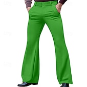 economico Fondi-Retrò Vintage Anni &#039;70 Pantaloni Pantaloni a zampa d&#039;elefante Hippie Disco Tinta unica Per uomo Halloween Carnevale Feste Abbigliamento Quotidiano Parata dell&#039;Orgoglio Adulti Pantaloni Primavera