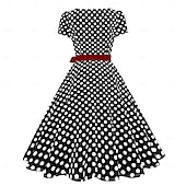 cheap Dresses-Retro Vintage 1950s Dress Swing Dress Polka dots Women&#039;s Carnival Masquerade Daily Wear Bachelorette Party Adults&#039; Dress Homecoming Dresses