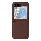cheap Samsung Cases-Phone Case For Samsung Galaxy Z Flip 7 Z Flip 6 Z Flip 5 Z Flip 4 Back Cover Magnetic Support Wireless Charging Card Slot Retro TPU PU Leather