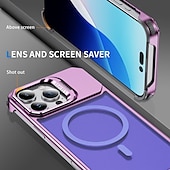 economico Cover per iPhone-telefono Custodia Per iPhone 16 Pro Max Plus iPhone 15 Pro Max Plus iPhone 14 13 12 Pro Max Plus Copertura Posteriore con Supporto Magnetico Supporta la Ricarica Wireless Retrò Metallo