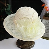 billige Partyhatter-Hatter polyester Solhatt Bryllup Ferie Te Fest Hesteløp cocktail Elegant Årgang Solbeskyttelse Med Blomster Hodeplagg Hodeplagg