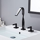 お買い得  ＬＥＤ付き蛇口-バスルームのシンクの蛇口 - 組み合わせ式 電気メッキ 組み合わせ式 二つのハンドル三穴Bath Taps