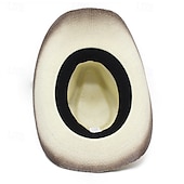 cheap Fedora Hat-Men&#039;s Sun Hat Cowboy Hat Fedora Trilby Hat White Black / White Straw Rope Vintage Style Fashion 18th Century State of Texas Daily Theme Party Solid / Plain Color Sunscreen Cosplay