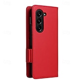 Недорогие Чехлы для Samsung-телефон Кейс для Назначение SSamsung Galaxy Z-сгиб 6 Z Fold 5 Z Fold 4 Z Fold 3 Z Fold 2 Кейс на заднюю панель со стендом с ремешком на запястье Разъем для карты Ретро ТПУ Кожа PU