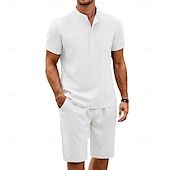 economico Set di camicie basic da uomo-Per uomo Due pezzi Set Camicia Set estivo Set abbinati Camicia casual Camicia con Bottoni Semplice Vacanza Quotidiano Bianco Manica Corta Colletto Estate Abbigliamento