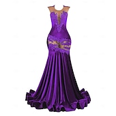 ieftine Rochii de Seară-Rochie de seară tip Sirenă  Trompetă Elegantă Rochie Formală de Bal cu tren scurt mânecă scurtă gât rotund brodată cu paiete și aplicații de mărgeluțe