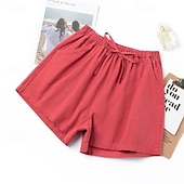 abordables Short en lin et coton-Femmes Short en coton et lin Shorts Slacks Streetwear Occasionnel Court Naturel Uni Avec Poches Conception à cordon élastique Confortable Vacances Rue Carmin Vert forêt Bleu ciel clair Gris Été Coupe