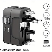 levne Domácí přístroje-univerzální cestovní adaptér multikolíková zástrčka duální port USB napájecí zásuvka nabíječka konvertor eu us uk au zástrčka k dispozici