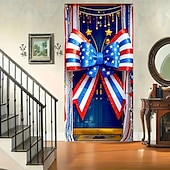 cheap Garage &amp; Door Banners-4th of July Independence Day Door Decorations Door Covers American Door Tapestry Door Curtain Decoration Backdrop Indoor/Outdoor Door Banner for Front Door Farmhouse