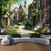 abordables paisaje tapiz-Planta flor casa paisaje colgante tapiz arte de pared gran tapiz mural decoración fotografía telón de fondo manta cortina hogar dormitorio sala de estar decoración