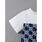 voordelige Sets-2-delig Peuter Jongens T-shirt &amp; shorts Kleding Grafisch Geometrisch Korte mouw Lapwerk Set School Modieus Dagelijks Zomer 4-7 jaar Wit