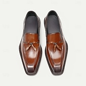 economico Mocassini in pelle premium-mocassini da uomo in vera pelle fatti a mano - scarpe eleganti con nappine marroni di prima qualità per il kentucky derby, occasioni formali e di lavoro