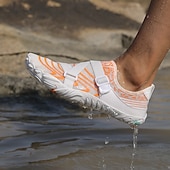 preiswerte Sneaker für Herren-Barfuß-Wasserschuhe für Herren – weiß und orange, schnelltrocknend, verstellbarer Klettverschluss – ideal für Strand- und Wasseraktivitäten