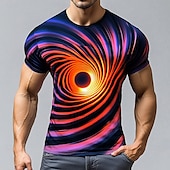 billiga 3D T-shirts-Herr Spiral T-shirt Kortärmad T-shirt 3D-tryck Rund hals Skjorta drivna Designer Fest Ledigt Helgdag Purpur Sommar Vår Kläder S M L XL XXL XXXL