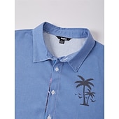  Voor heren Overhemd linnen overhemd Strand hemd Hawaiiaans overhemd Kokosnootboom Vakantie Feestdagen Blozend Roze blauw khaki Korte Mouw Strijkijzer Zomer Kleding