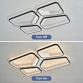 abordables Plafonniers encastrés et semi-encastrés-Plafonnier LED moderne pour salon, 4 têtes, 52 W, 64 W, carré, moderne, simple, télécommande, application, éclairage créatif personnalisé, gradation infinie, éclairage de la chambre principale