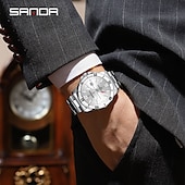 cheap Quartz Watches-SANDA 3265 Men&#039;s Quartz Watch Simple and Fashionable Large Dial Night Light Waterproof Band Calendar Wristwatch