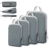 economico deposito bagagli e viaggi-set di cubi di compressione per l&#039;imballaggio da viaggio, borse portaoggetti di grande capacità da 4 pezzi con tessuto a motivo a rombi, organizer impermeabile per bagagli