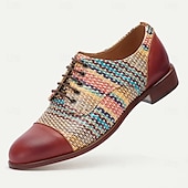 billige Uttalelsessko-flerfargede nylonvevde oxfordsko for menn – håndlagde kjolesko med snøre for formell og fritidsklær