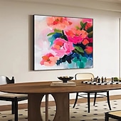 abordables Peintures fleurs/botaniques-peinture de fleurs sauvages peinte à la main texture 3D peinture de fleurs en fleurs toile extra large taille flore peinture à l&#039;huile art mural peinture botanique art mural décor art rose paysage