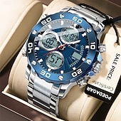 abordables Relojes digitales-Reloj de pulsera electrónico militar Poedagar para hombre, con alarma LED, analógico-digital, pantalla dual, resistente al agua, deportivo.