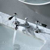 abordables Robinets LED-Robinet lavabo - Séparé Plaqué Diffusion large Deux poignées trois trousBath Taps