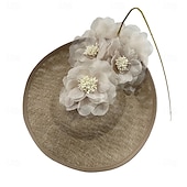 billige Coiffer-Hodeplagg Stoff Fedora-hatt Bryllup Fødselsdag Temafest Hesteveddeløp Elegant Vintage Søt Med Fjær Blomsterhodeplagg