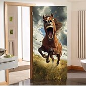 billige Dørdeksler-Morsomme dyre dekorasjoner dørdeksler hest dørtapet dørgardin dekorasjon bakgrunn innendørs/utendørs dørbanner inngangsdøren landsbygård