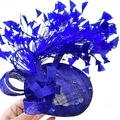 tanie fascynatory-Kapelusz Sinamay Fedora Na Ślub Urodziny Wieczór Impreza Kawa Herbata Wyścigi Konne Elegancki Vintage Uroczy z Piórową Kwiatową Dekoracją Nakrycia Głowy