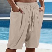 levne Dovolená-Pánské Plátěné kalhoty Capri kalhoty Kalhoty Letní kalhoty Plážové kalhoty Kapsy Elastický pas Bez vzoru Pohodlné Prodyšné Dovolená Denní Plážové Havajské Cikánský Černá Světlá růžová