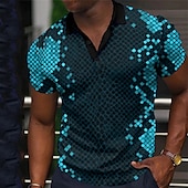 cheap Men&#039;s Geometric Polo-Men&#039;s Geometric Polo Shirts Golf Shirt Short Sleeve Polo Shirts Collared Shirts Casual Vacation Wear Formal Wear Festival Wear Buttons 3D Print Black Yellow Pink