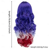 economico Parrucche di Carnevale-Parrucche sintetiche Ondulato Tessitura riccia Taglio scalato Con frangia A macchina Parrucca 28 pollici A1 A2 A3 A4 A5 Capelli sintetici Per donna Classico Comodo Colore Graduale e Sfumato