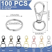 cheap Event &amp; Party Supplies-100pcs Rotating Keychain with Lobster Clasp, Key Ring for Bags and Accessories, Pet Leash Hook Set, Keychain Pendant Decoration