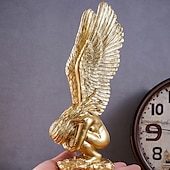 cheap Wall Sculptures-Gold Kneeling Angel Desktop Decoration, Resin Material Salvation Angel Sculpture, Handmade Craft for TV Background Wall, Entryway, Study, and Office Desk Decor