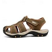 abordables sandalias de exterior-Sandalias deportivas multitirantes verdes y marrones para hombre con velcro ajustable y suela antideslizante para aventuras al aire libre
